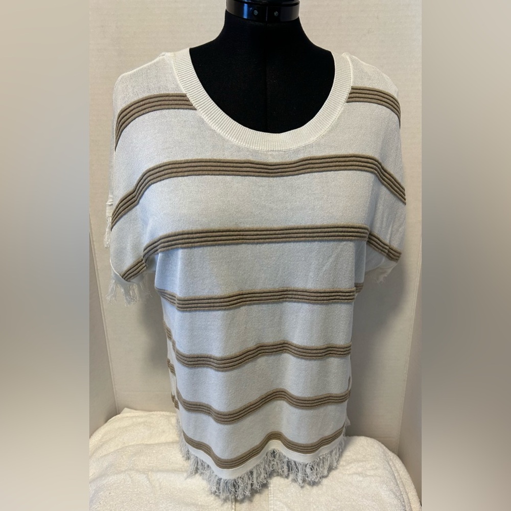 VINCE CAMUTO Fringe Trim Top Size XL